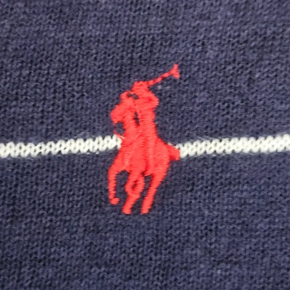 Polo Ralph Lauren Blue White Striped Pullover Sweater XL Coastal Preppy‎